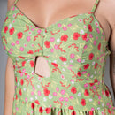 Vestido Longo Floral Verde com Bojo e Alças Finas – Tamanho Único