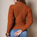 Blusa De Frio Feminina Manga Longa De Trico Detalhes de Lacinho