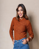 Blusa De Frio Feminina Manga Longa De Trico Detalhes de Lacinho