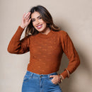 Blusa De Frio Feminina Manga Longa De Trico Detalhes de Lacinho
