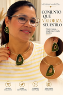 Conjunto Aurora — Colar e Brincos com Detalhes Dourados