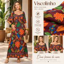 Vestido Feminino Estampado Decote Quadrado
