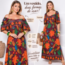 Vestido Feminino Estampado Decote Quadrado