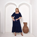 Vestido Midi Feminino Azul Marinho – Elegância, Versatilidade e Conforto
