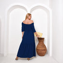 Vestido Midi Feminino Azul Marinho – Elegância, Versatilidade e Conforto