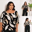 Blusa Estampada Boho com Decote Quadrado e Amarração nas Mangas3/4