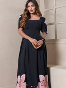 Vestido Longo Feminino Estampado Manga Ampla