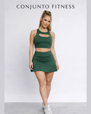 Conjunto Fitness Top Short Roupa Academia Feminino Treino - Verde