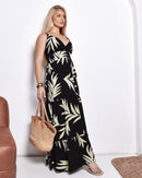 Vestido Longo Estampado Tropical com Alças – Leve, Fresco e Perfeito para Dias Quentes