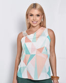 Blusa Feminina Regata  Estampada em Viscolinho Alça Trabalho Casual M G GG