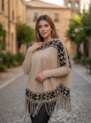 blusa poncho de tricô