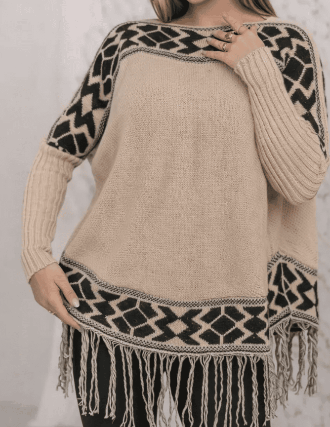 blusa poncho de tricô