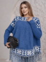 blusa poncho de tricÔ listrado