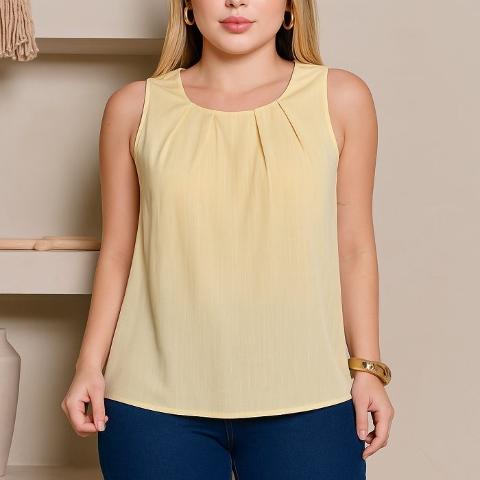 regata lisa com colar amarela regata lisa com colar amarela