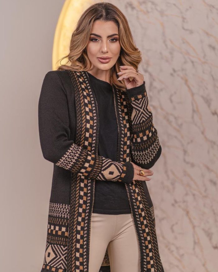 cardigan de tricô preto
