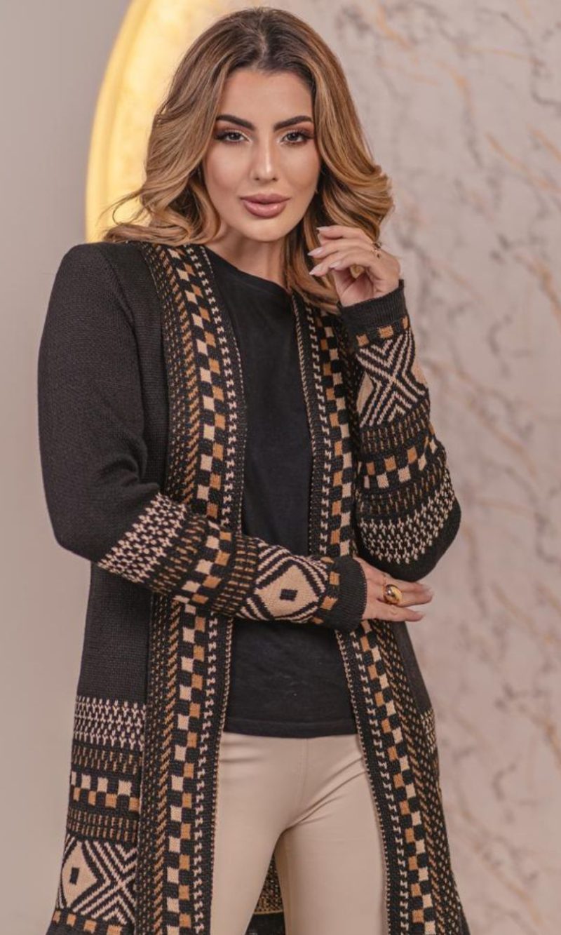 cardigan de tricô preto