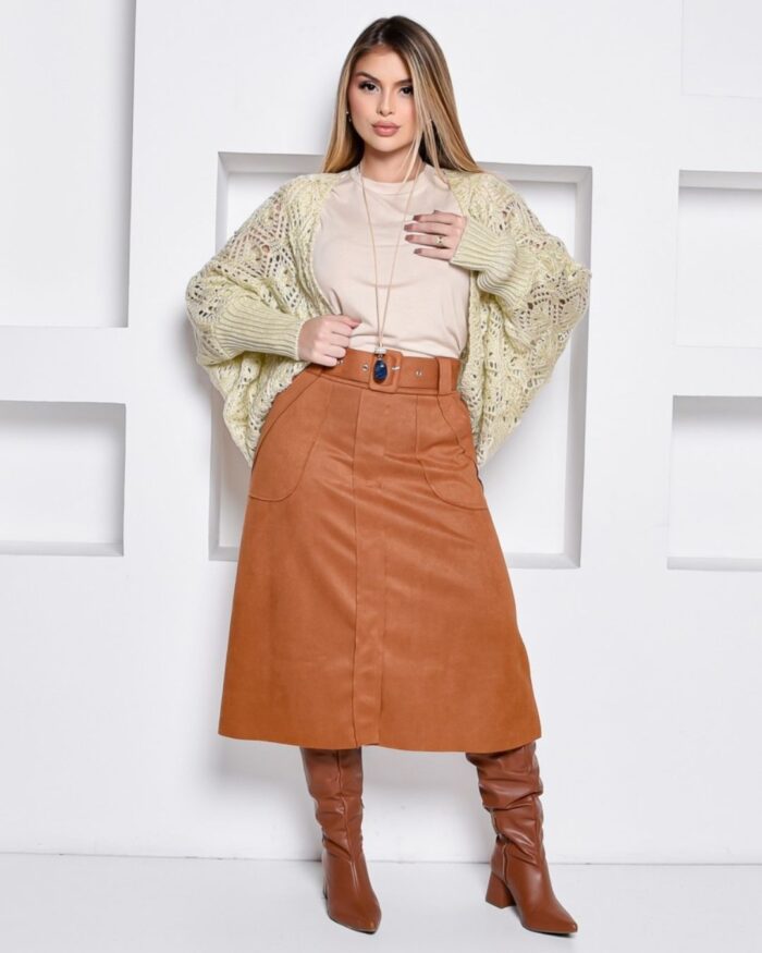 saia de suede caramelo