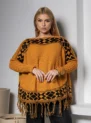 blusa poncho de tricô bege