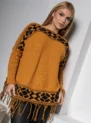 blusa poncho de tricô bege