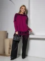 blusa poncho de tricÔ listrado