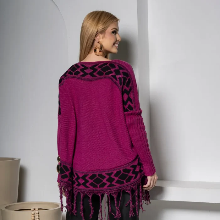 blusa poncho de tricÔ listrado blusa poncho de tricÔ listrado