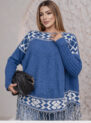blusa poncho de tricÔ listrado