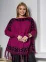 blusa poncho de tricÔ listrado