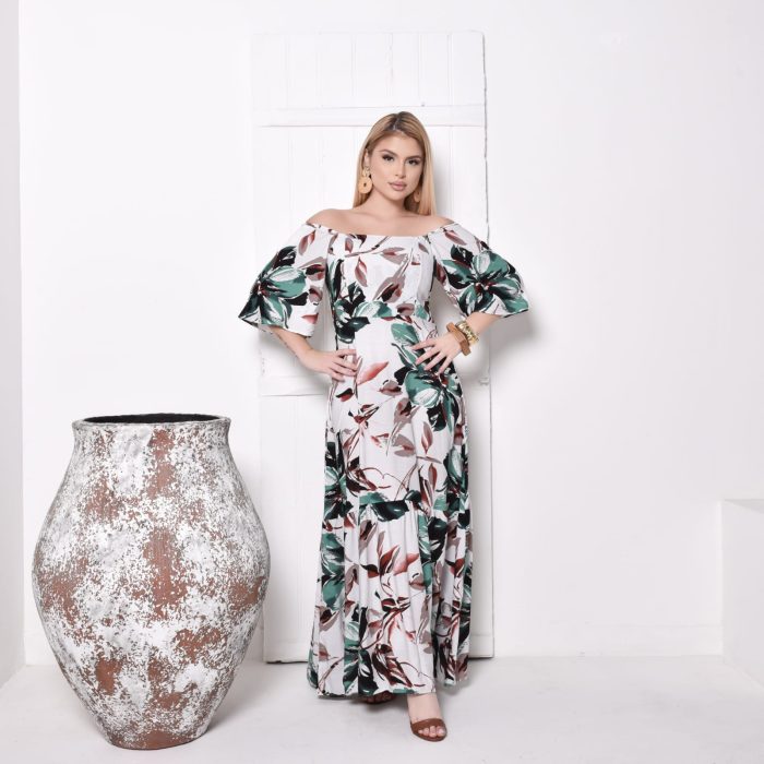 vestido longo feminino estampado preto e branco – sofisticação e versatilidade vestido longo feminino estampado preto e branco – sofisticação e versatilidade