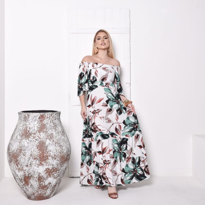 vestido longo feminino estampado preto e branco – sofisticação e versatilidade vestido longo feminino estampado preto e branco – sofisticação e versatilidade