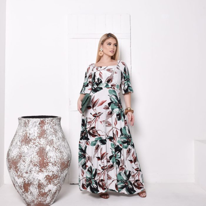 vestido longo feminino estampado preto e branco – sofisticação e versatilidade vestido longo feminino estampado preto e branco – sofisticação e versatilidade