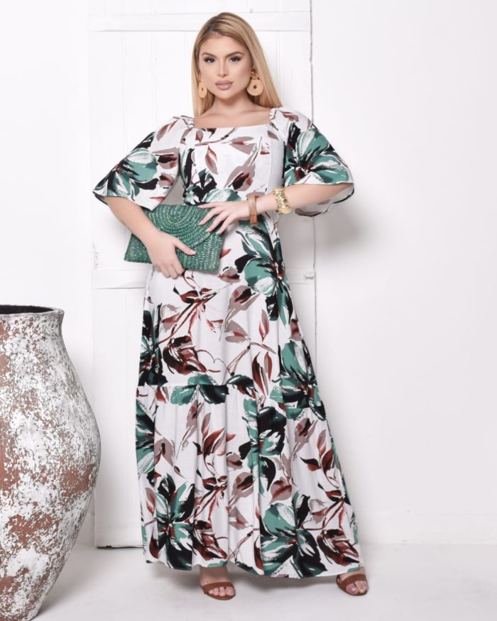 vestido longo feminino estampado preto e branco – sofisticação e versatilidade