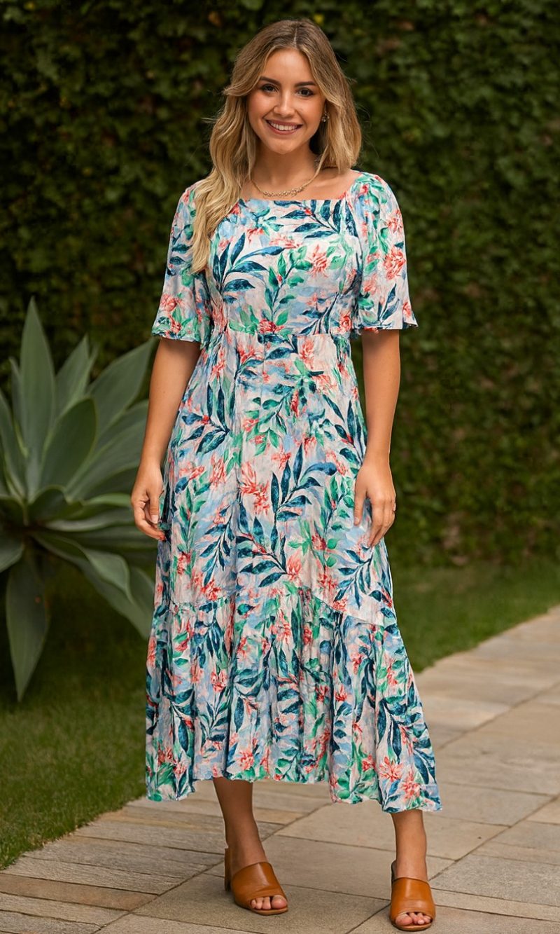 vestido floral azul bebe