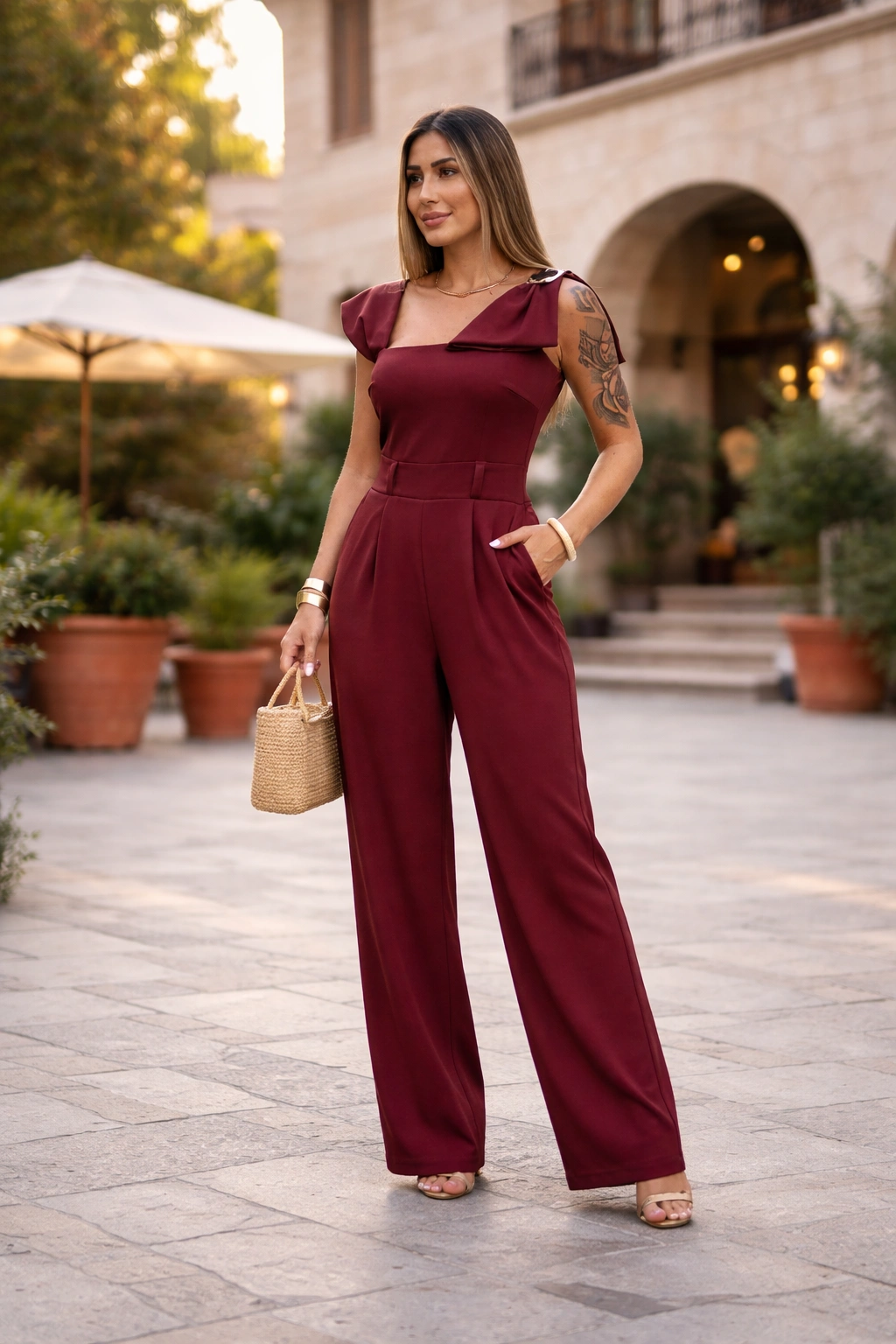 macacão pantalona estampado bege feminino – modelagem elegante e confortável macacão pantalona estampado bege feminino – modelagem elegante e confortável