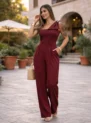 macacão pantalona estampado bege feminino – modelagem elegante e confortável