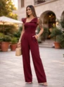 macacão pantalona estampado bege feminino – modelagem elegante e confortável