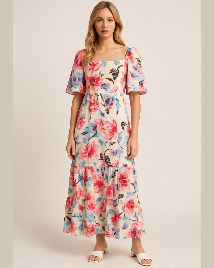 vestido longo com manga