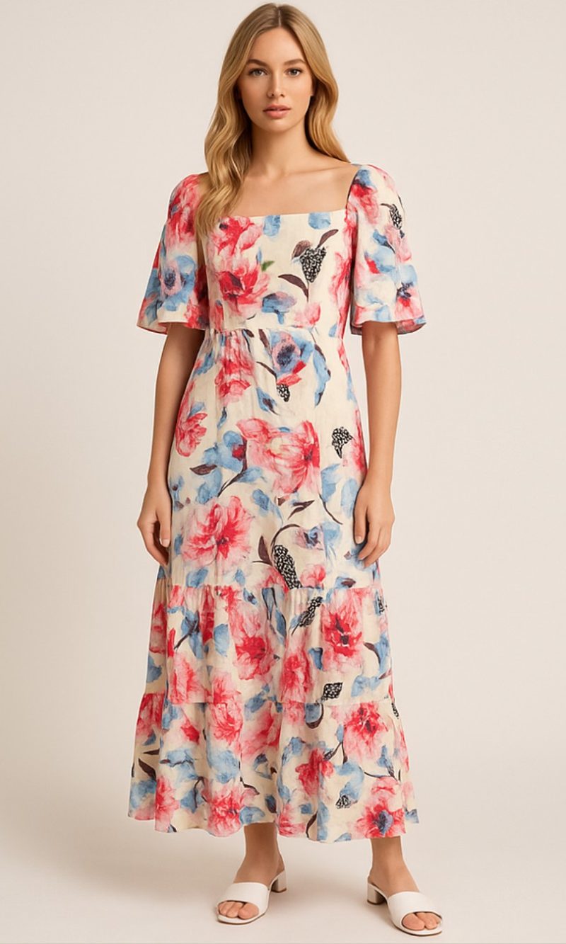 vestido longo com manga