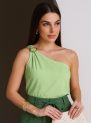 blusa feminina um ombro só com argola dourada – diversas cores