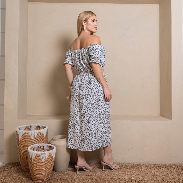 vestido ciganinha floral – tamanho Único azul e branco vestido ciganinha floral – tamanho Único azul e branco