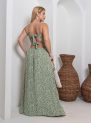 vestido longo feminino com recortes laterais – estampa verde floral