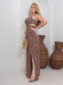 vestido longo com recortes laterais – estampa marrom floral