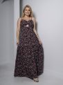 vestido longo preto floral com bojo e alças finas – tamanho Único