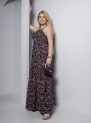 vestido longo preto floral com bojo e alças finas – tamanho Único