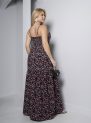 vestido longo preto floral com bojo e alças finas – tamanho Único