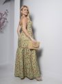 vestido longo floral verde com bojo e alças finas – tamanho Único