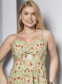 vestido longo floral verde com bojo e alças finas – tamanho Único