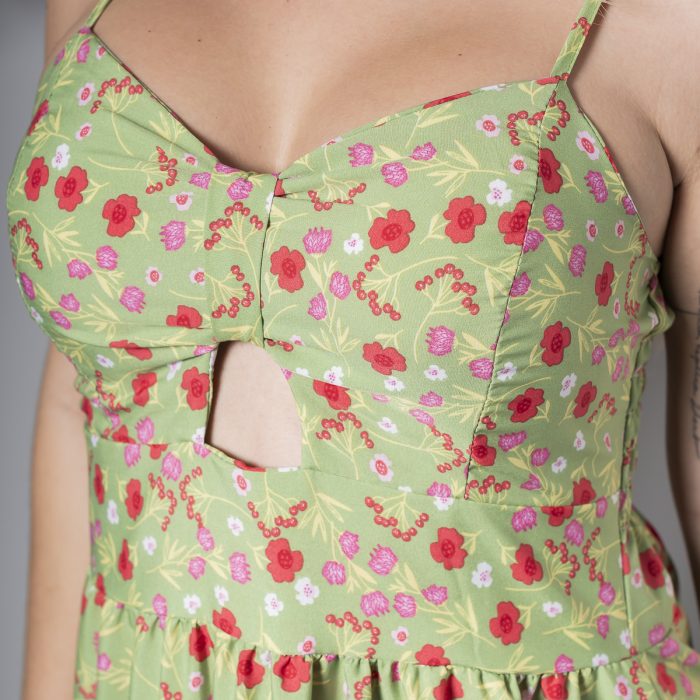 vestido longo floral verde com bojo e alças finas – tamanho Único vestido longo floral verde com bojo e alças finas – tamanho Único