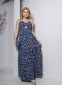 vestido longo azul floral com bojo e alças finas – tamanho Único