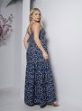 vestido longo azul floral com bojo e alças finas – tamanho Único