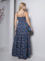 vestido longo azul floral com bojo e alças finas – tamanho Único